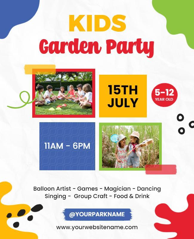 Kids Outdoor Garden Party Event Flyer Template