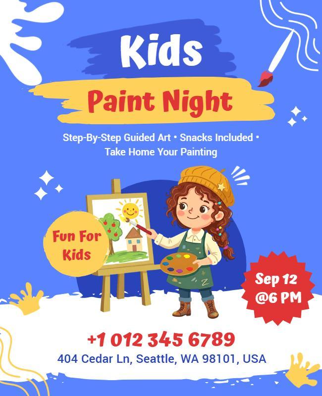 Kids Paint Night Event Poster Template