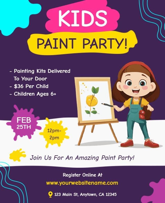 Kids Paint Party Event Flyer Template