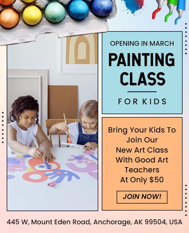 Kids Painting Class Art Workshop Flyer Template