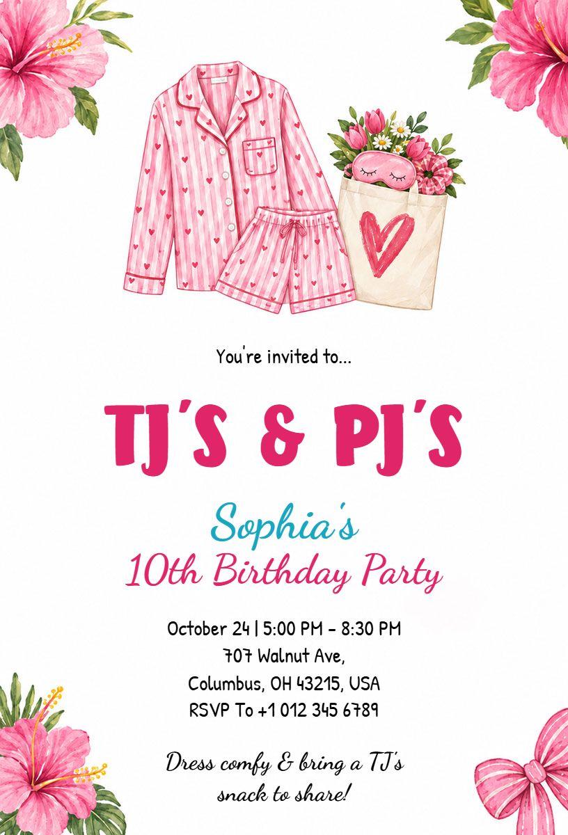 Kids Pajama Birthday Party Invitation Template