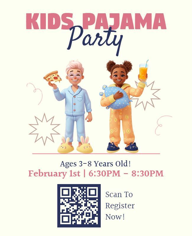 Kids Pajama Party Invitation Flyer Template