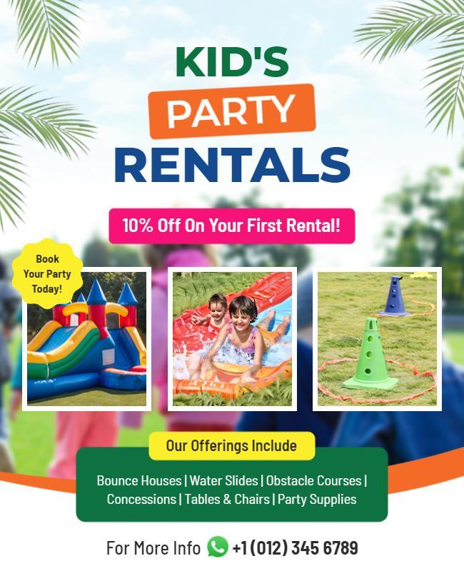 Kids Party Equipment Rentals Flyer Template