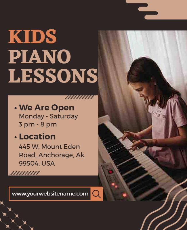 Kids Piano Lessons Promotion Flyer Template