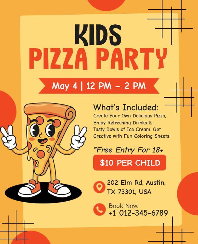 Kids Pizza Party Event Flyer Template
