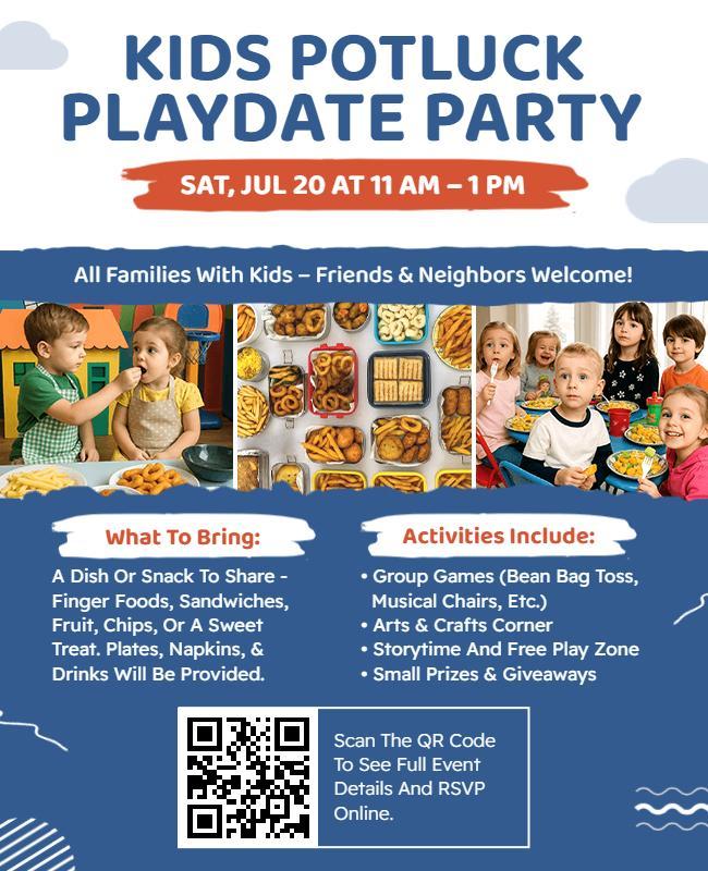 Kids Potluck Playdate Party Event Flyer Template