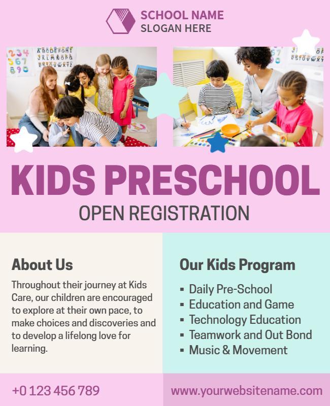 Kids Preschool Open Registration Flyer Template