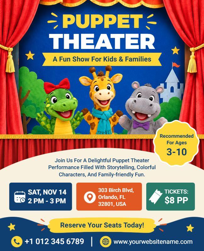 Kids Puppet Theater Show Flyer Template