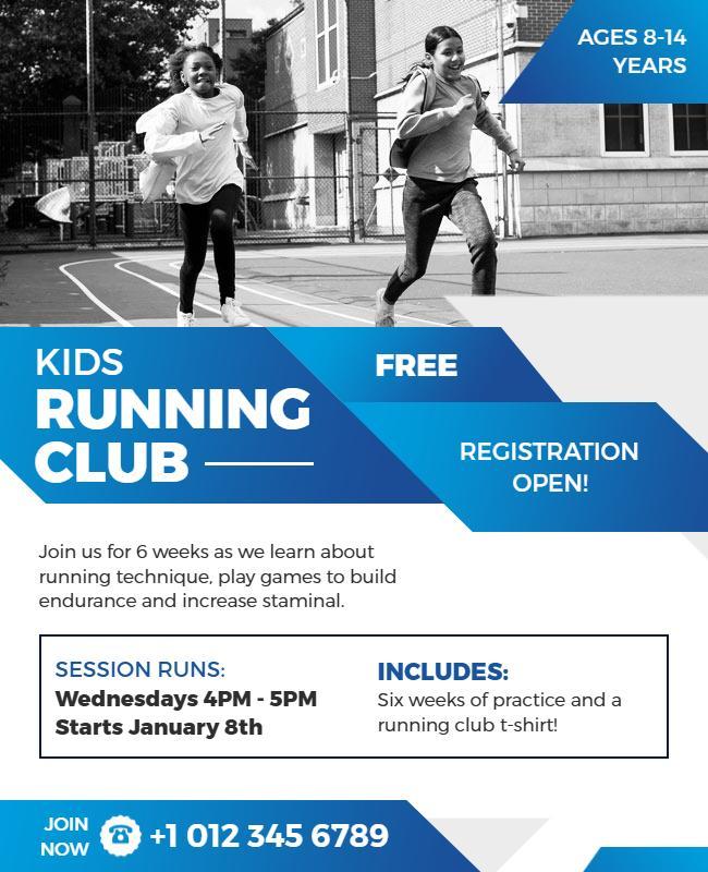 Kids Running Club Flyer Template