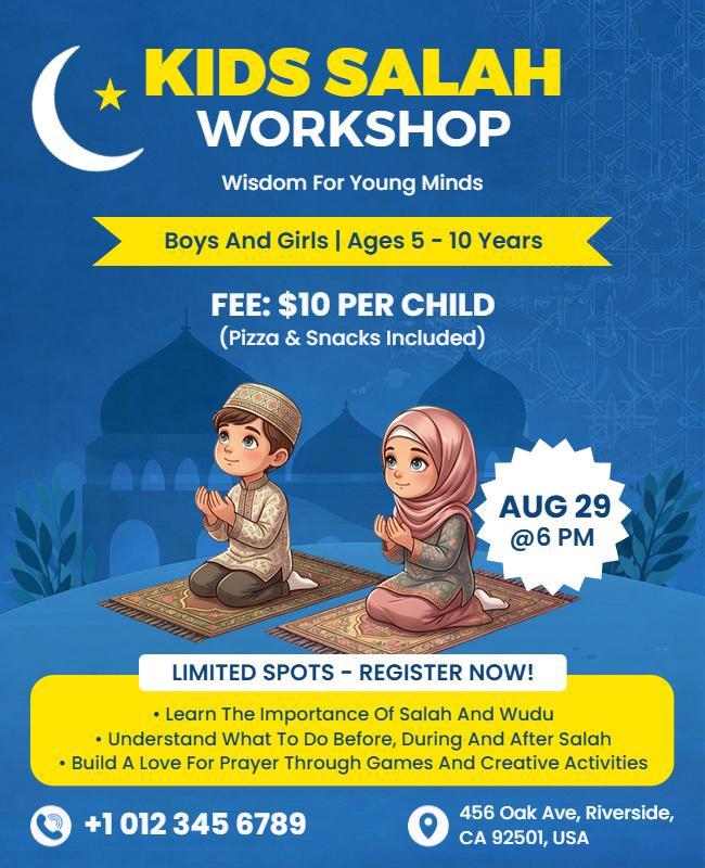 Kids Salah Workshop Flyer Template