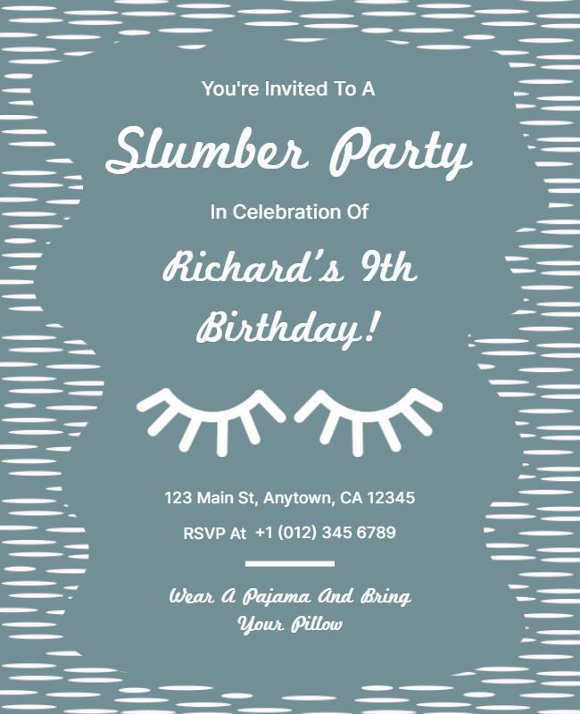 Kids Slumber Birthday Party Invitation Flyer Template