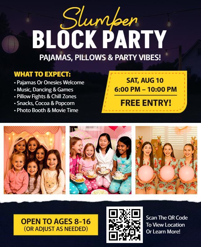 Kids Slumber Block Party Event Flyer Template