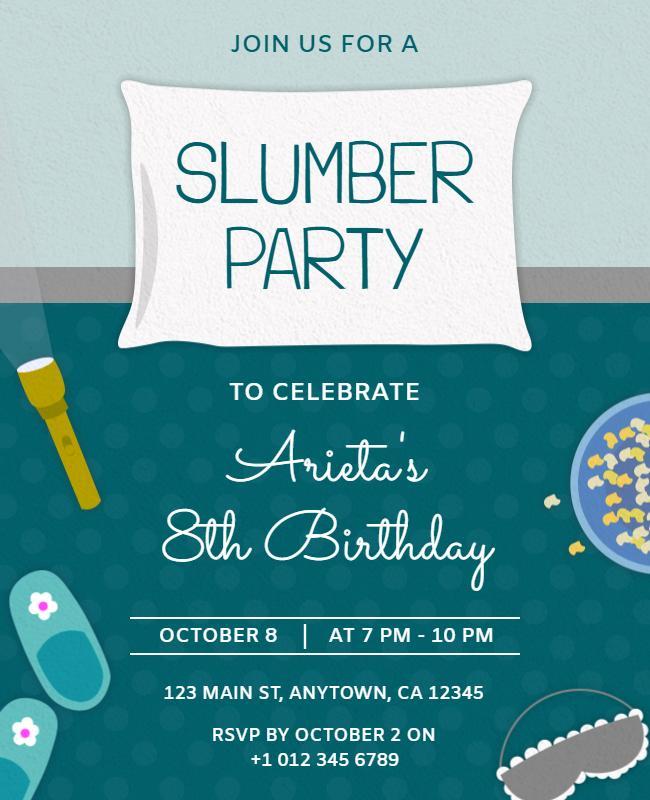 Kids Slumber Party Birthday Celebration Flyer Template