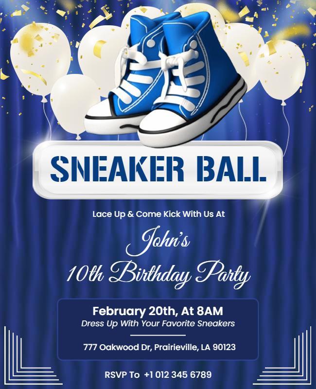 Kids Sneaker Ball Birthday Party Flyer Template