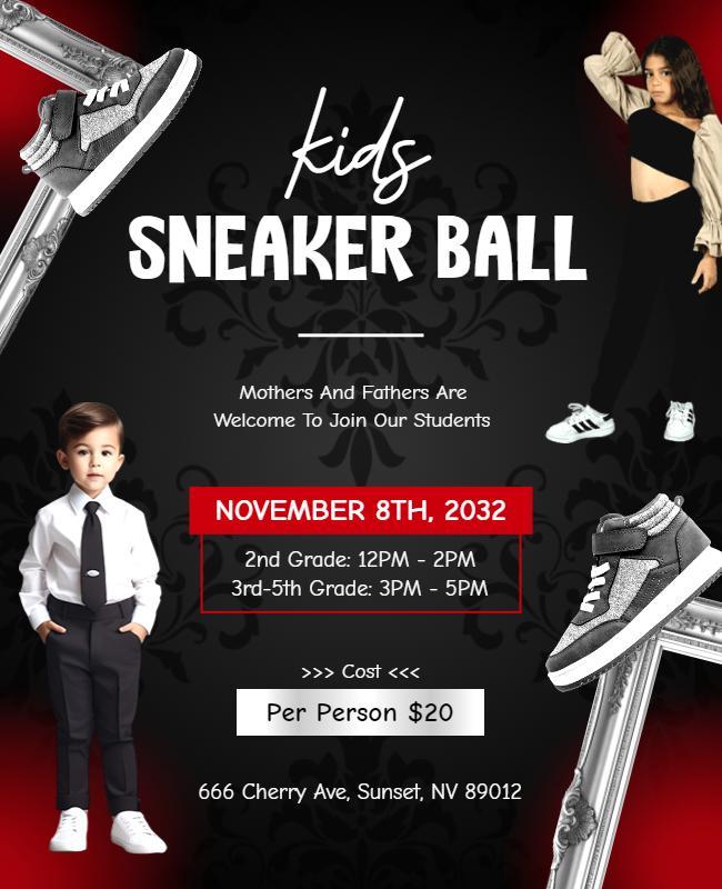 Kids Sneaker Ball Event Invitation Flyer Template