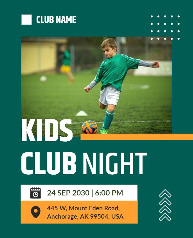 Kids Soccer Club Night Event Flyer Template