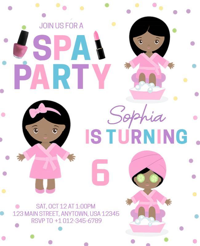 Kids Spa Birthday Party Invitation Flyer Template