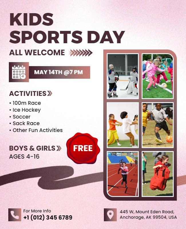 Kids Sports Day Event Flyer Template