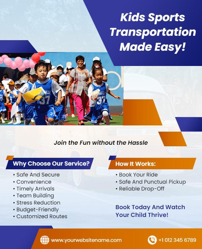 Kids Sports Transportation Service Flyer Template