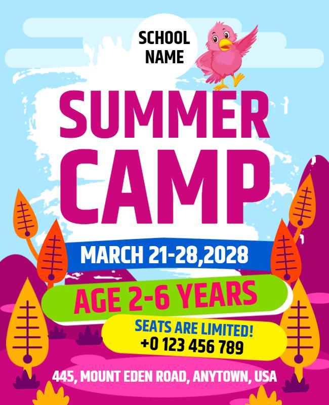 Kids Spring Break Summer Camp Flyer Template