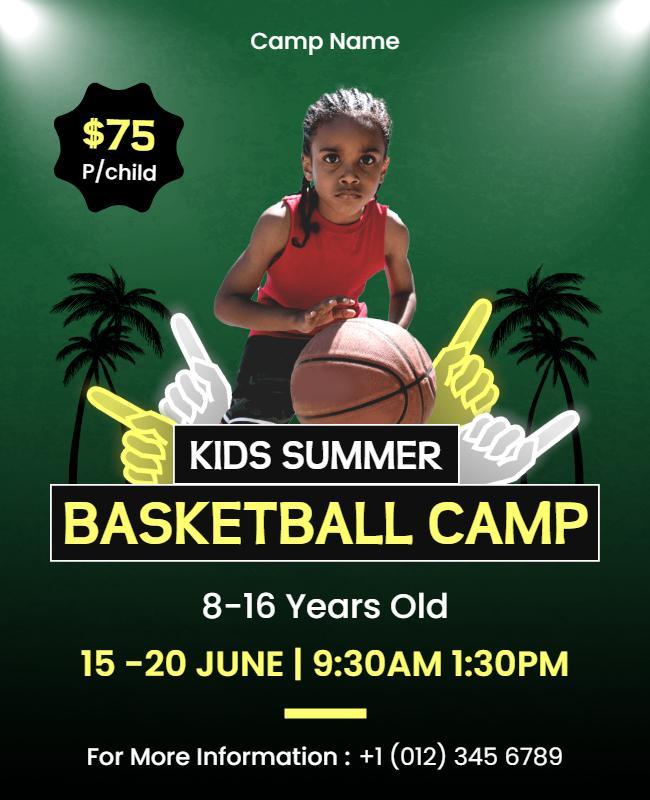 Kids Summer Basketball Camp Flyer Template