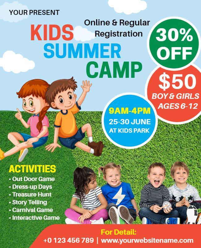 Playful Colorful Kids Summer Camp Registration Flyer Template