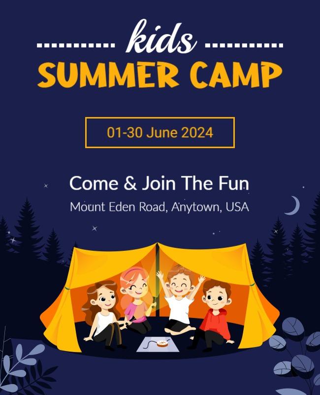 Playful Yellow Kids Summer Camp Adventure Flyer Template