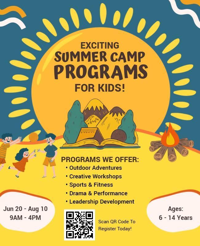Kids Summer Camp Adventure Programs Flyer Template