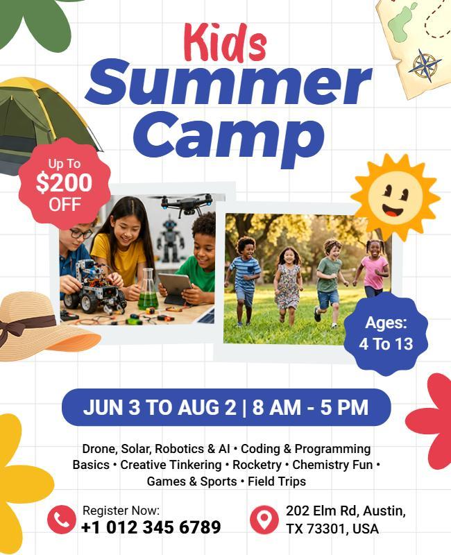 Kids Summer Camp Flyer Template
