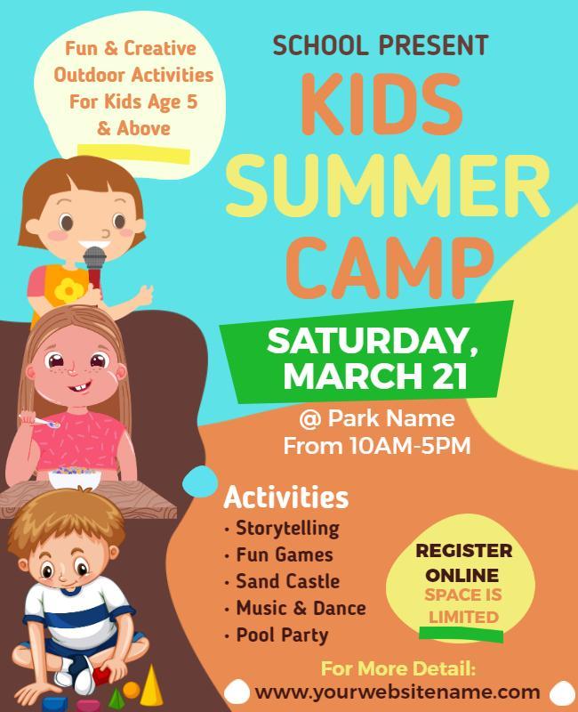 Kids Summer Camp Outdoor Activities Flyer Template