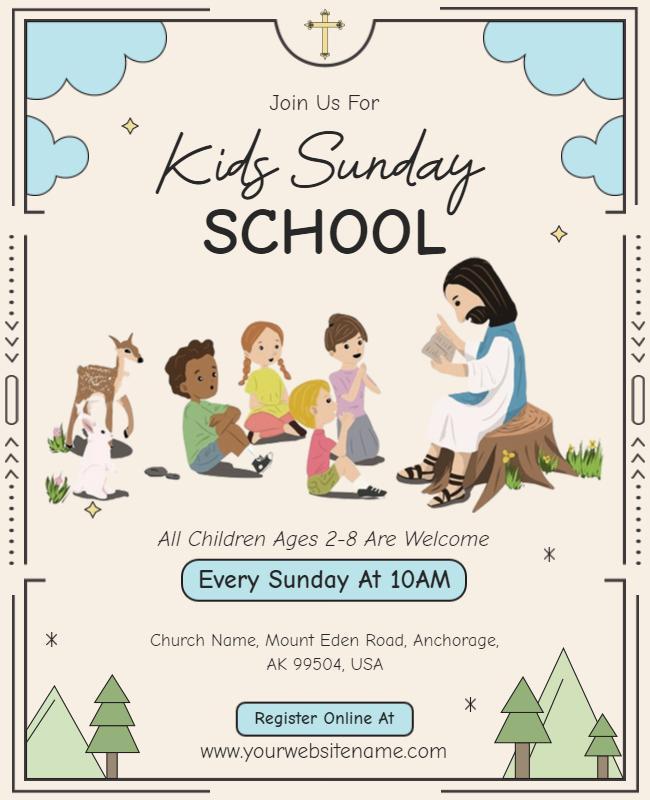 Kids Sunday School Event Flyer Template