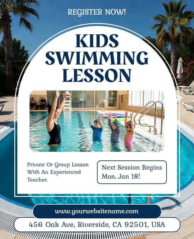 Kids Swimming Lessons Registration Poster Template
