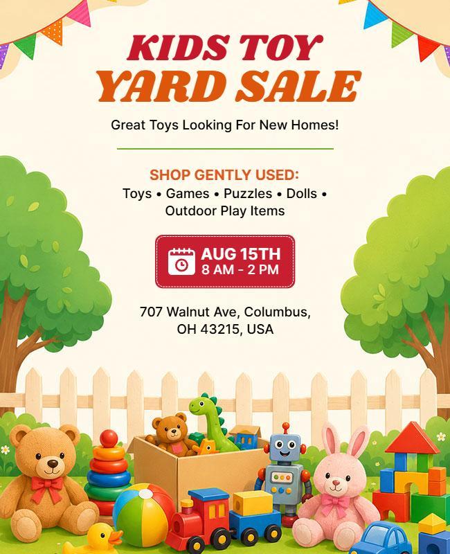 Kids Toy Yard Sale Event Flyer Template