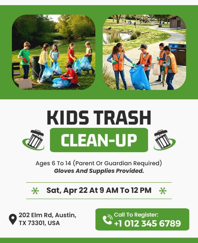 Kids Trash Cleanup Event Flyer Template
