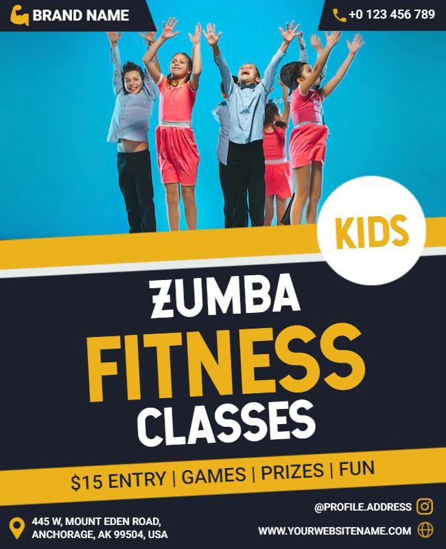 Kids Zumba Fitness Classes Flyer Template