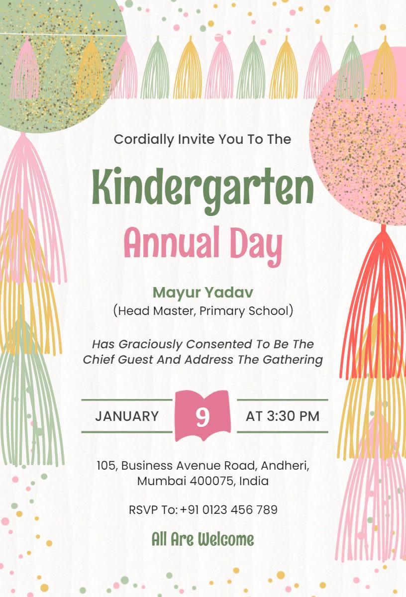 Kindergarten Annual Day Celebration Festive Invitation Template