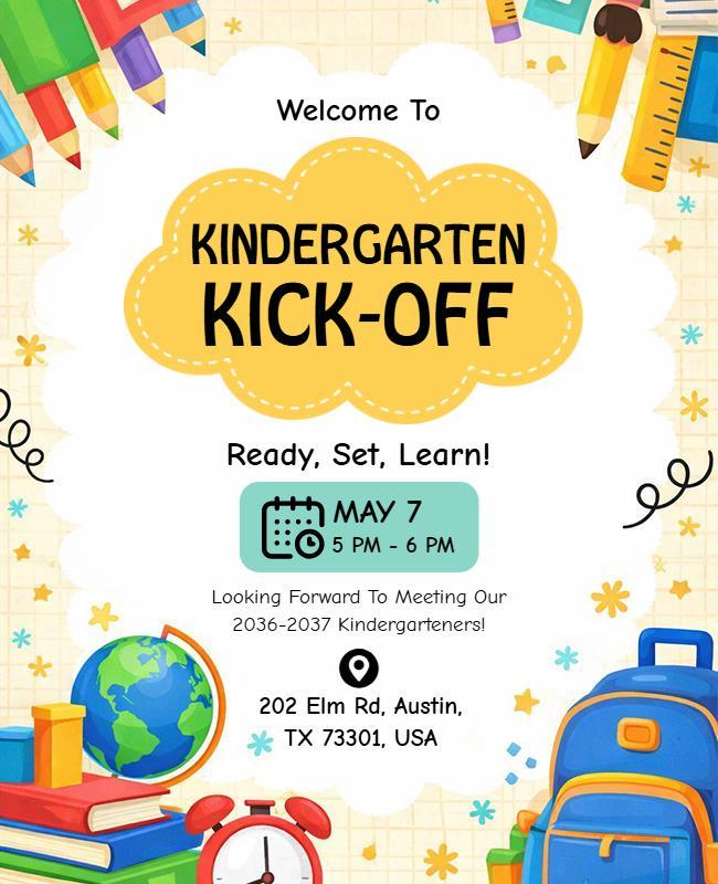 Kindergarten Kick-Off Educational Event Flyer Template