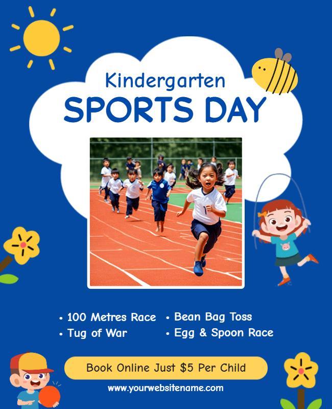 Kindergarten Sports Day Events Flyer Template