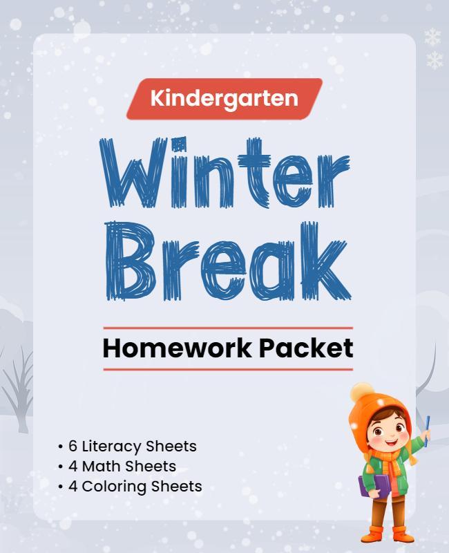 Kindergarten Winter Break Homework Packet Flyer Template