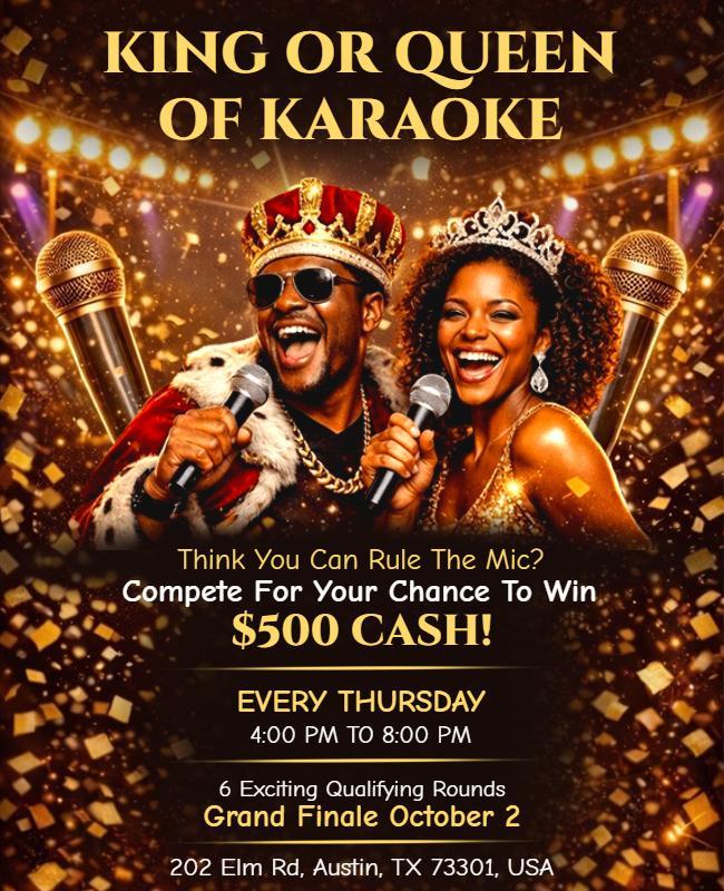 King or Queen Karaoke Contest Promotional Flyer Template