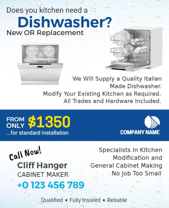 Kitchen Dishwasher Installation Service Flyer Template