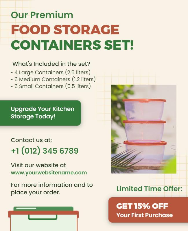 Kitchen Food Storage Containers Promotion Flyer Template