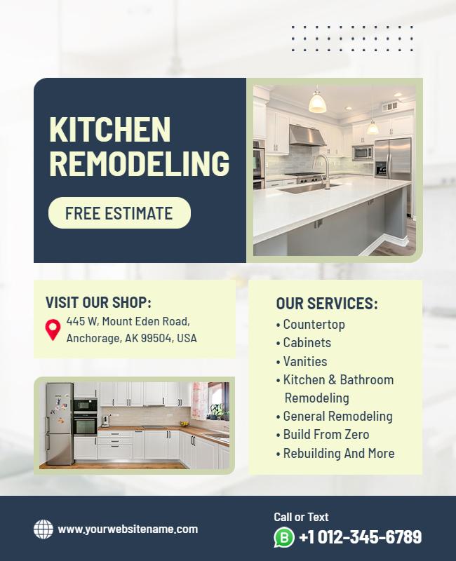 Kitchen Remodeling Service Promotion Flyer Template