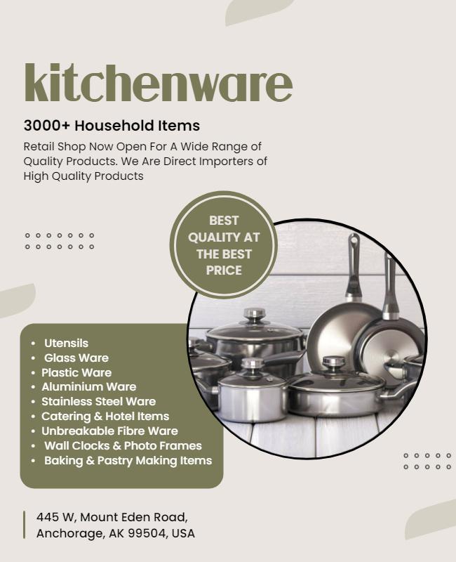 Kitchenware Retail Store Opening Flyer Template