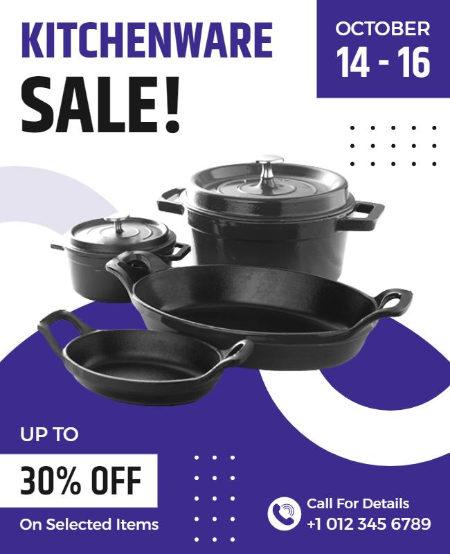 Kitchenware Sale Discount Announcement Flyer Template