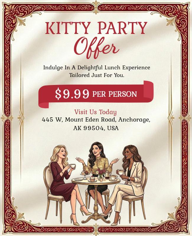 Kitty Party Lunch Offer Poster Template