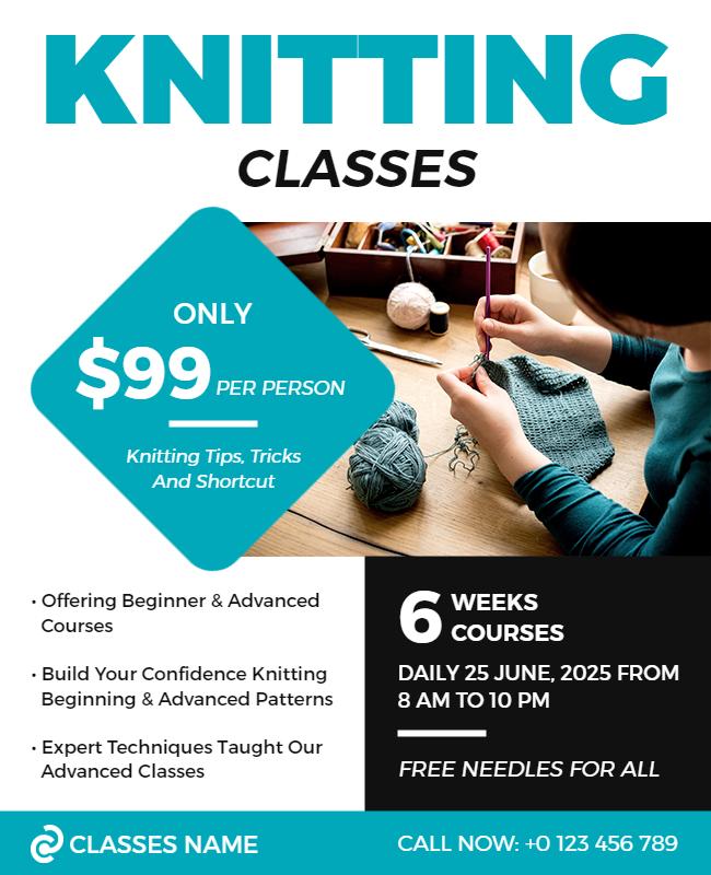 Knitting Classes Flyer Template