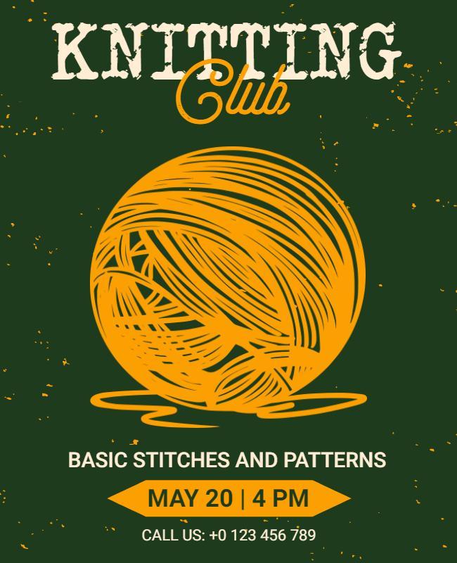 Knitting Club Basic Stitches Workshop Flyer Template