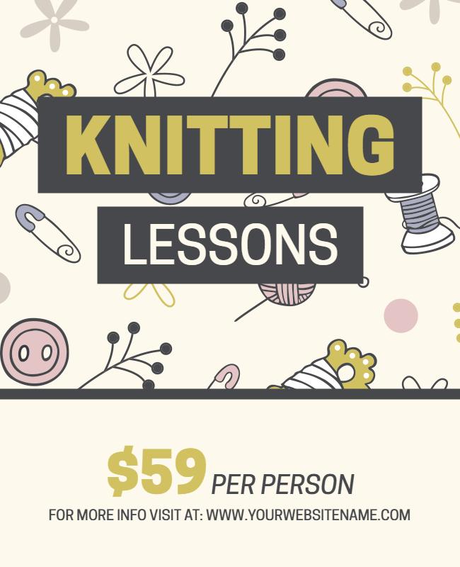 Knitting Lessons Class Flyer Template