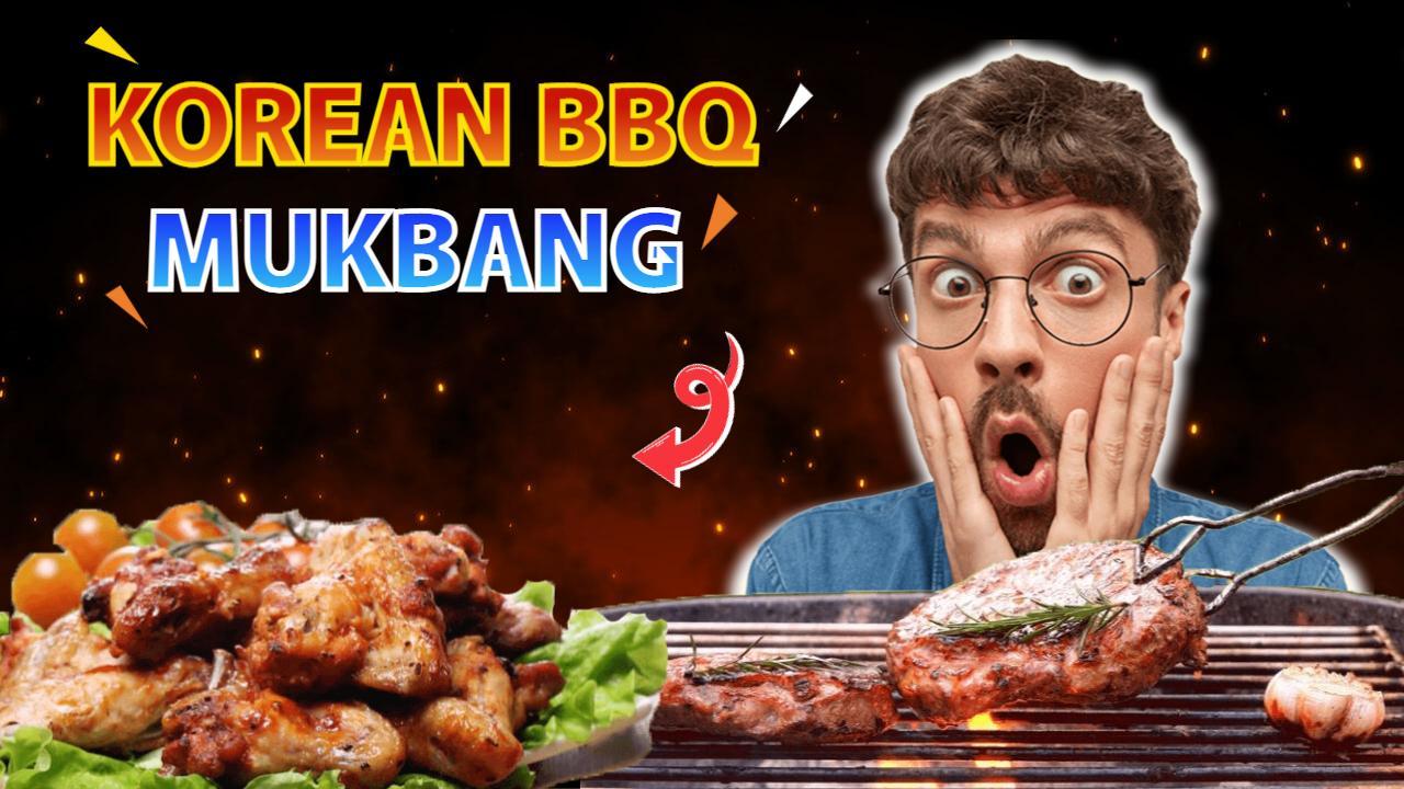 Korean BBQ Mukbang Flavor Explosion YouTube Thumbnail Template